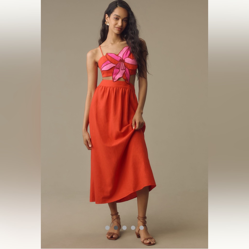 Farm Rio Pink And Red Midi Dress